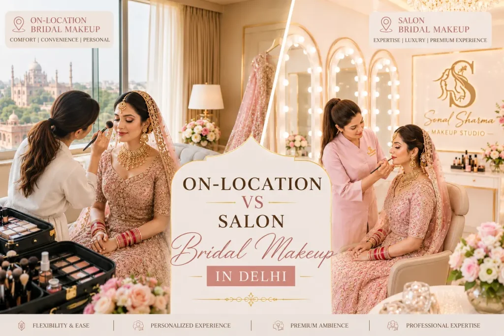 On-Location-Bridal-Makeup-in-Delhi-vs-Salon-Makeup